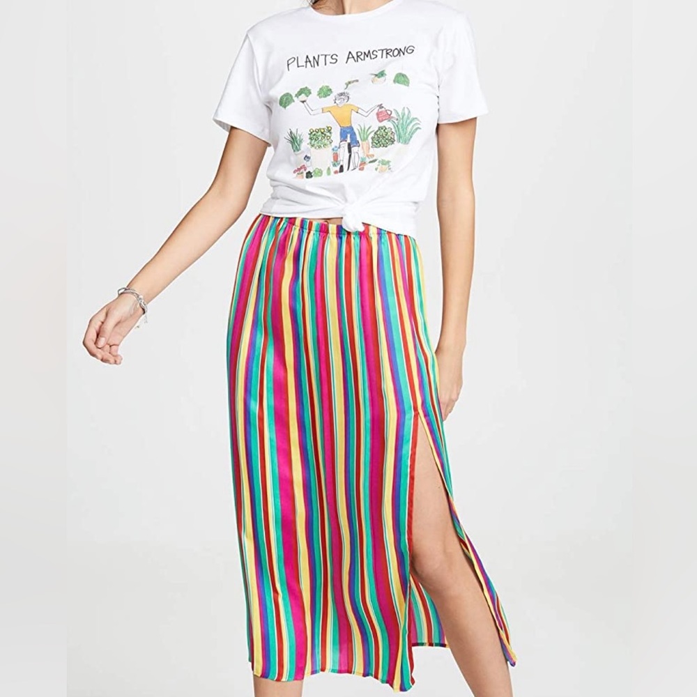 BB DAKOTA SLIT RAINBOW STRIPE SLIP SKIRT (New with Tags)